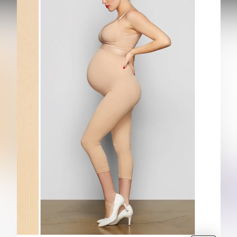 ❌SKIMS Solutionwear Maternity Tights Leggings High Waisted Clay Tan S/M - Picture 1 of 7